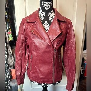 Max Studio Burgundy Leather Jacket